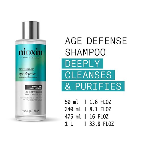 Nioxin Age Defense Shampoo - Detox Scalp Cleanser with Niacinamide | Paraben & Sulfate-Free | Daily Use