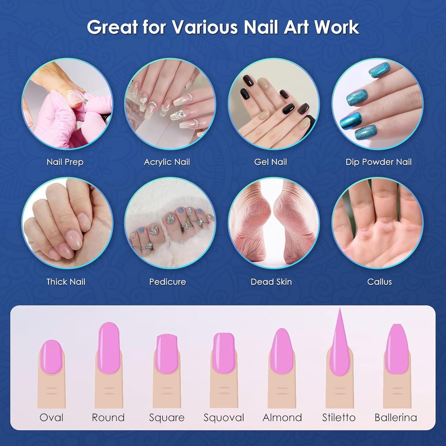 Depvko 21pcs Nail Drill Bits Sets, 3/32 Inch Cuticle Electric Nail File and Ceramic Acrylic Gel Nail Bit Kit, Acrylic Nail Art Tools, Carbide Remover Bits for Manicure Pedicure, Home Salon