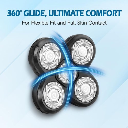 Freebird Replacement Blades - 5-Pack Electric Razor Refills for Bald Men | Includes Cleaning Brush