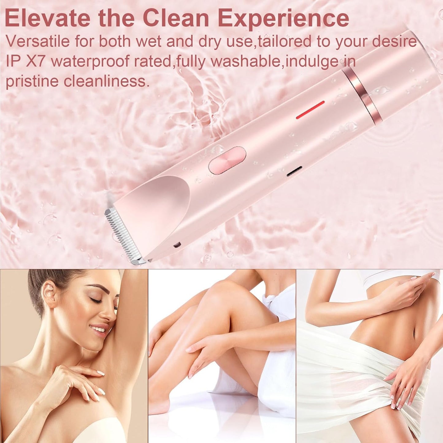 Skiennix 2-in-1 Electric Shaver for Women - Rechargeable Wet & Dry Body Trimmer (Pink)