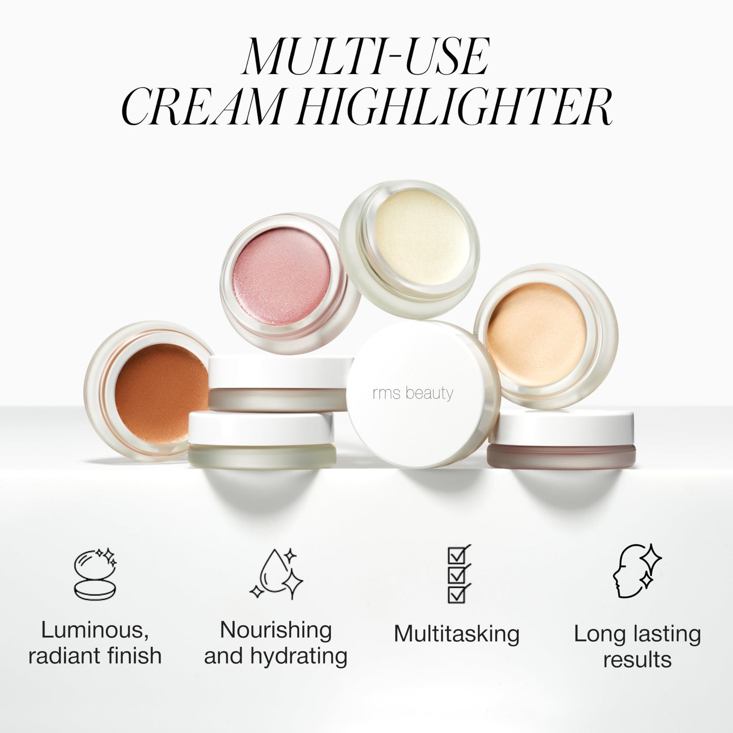 RMS Beauty Luminizer - Cream Highlighter Makeup, Face Highlighter & Inner Corner Eye Highlighter, Glow Balm Dewy Makeup Face Highlighters & Luminizers