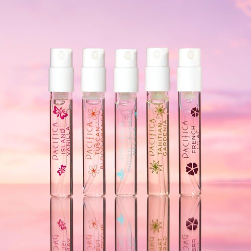 Pacifica Beauty, Wanderlust Spray Perfume Trial Set, Island Vanilla, 5 Scents, Fragrance Sampler Gift Set, Natural & Essential Oils, Clean, Vegan & Cruelty Free