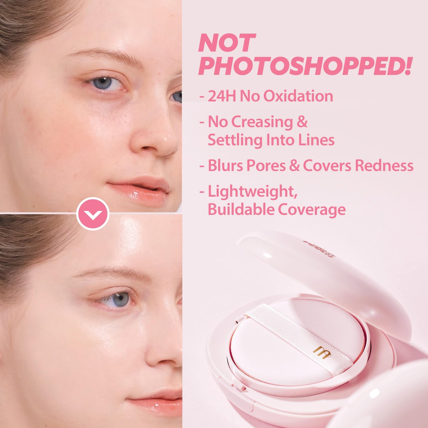 milktouch Cushion Foundation, 24H Flawless Skin, Radiant Shine, No Oxidation, Long-Lasting, Non-Creasing, 60% Hydrating Skincare Infused Korean Foundation, Valentines Gifts (30N Hazel)