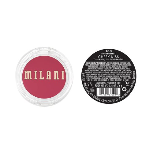 Milani Blush Makeup - Cheek Kiss Cream Blush & Lip Tint, Buildable Hydrating Formula - Blushing Berry