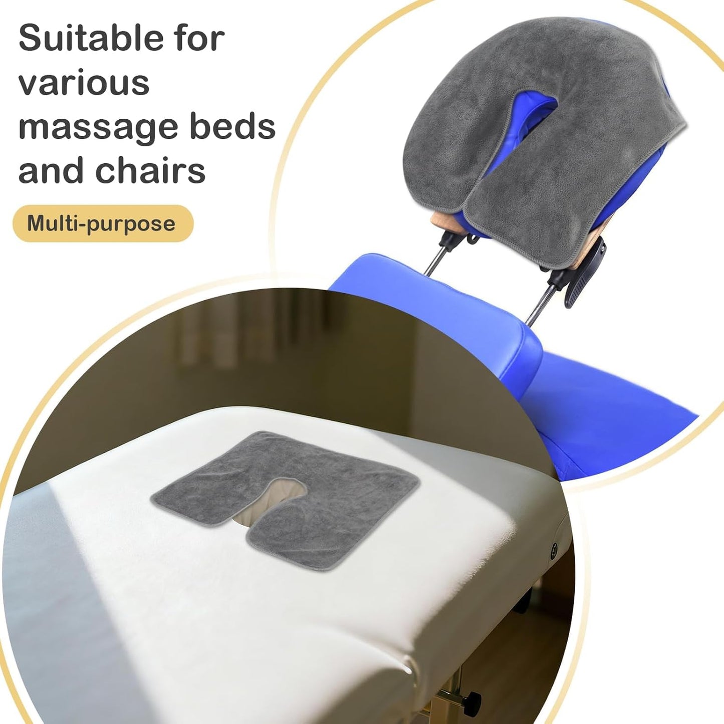 SINLAND Microfiber Face Cradle Covers - Large, Soft & Reusable Non-Stick Massage Headrest Cover