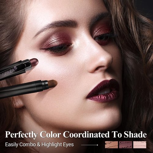 LUXAZA PRO Eyeshadow Stick Makeup Set - 6PCS Brown Metallic Shimmer & Matte Cream Crayon | Grape Wine