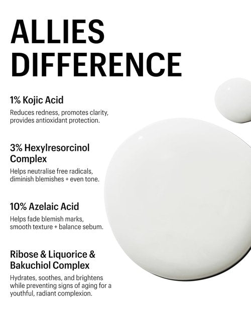 Allies of Skin Azelaic & Kojic Clarifying Face Serum | Clinically Proven for Acne & Blemish Prone Skin |10% Azelaic Acid Treats Pigmentation and Redness | Targets Pores & Uneven Skin Texture (1 Fl oz)