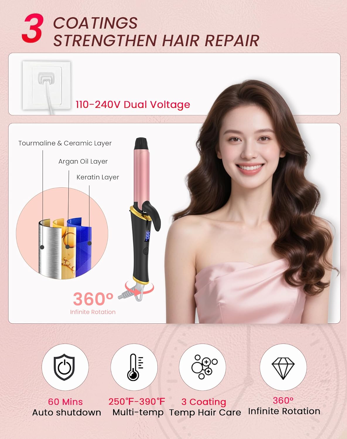 Ukliss Mini Curling Iron - Fast Heating 1-Inch Iron with Anti-Scald Tip & 5 Temp Settings | Perfect for Short Hair