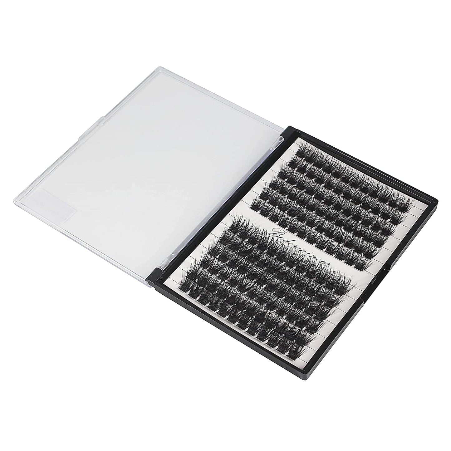 Hannahool 12rows-Large Tray Mixed 8-10-12-14-16mm/Mixed 14-15-16mm/Mixed14mm-16mm/Mixed 18-20mm Wide Stem Individual False Eyelashes Dramatic Black Cluster Eyelashes (mixed 18-20mm)