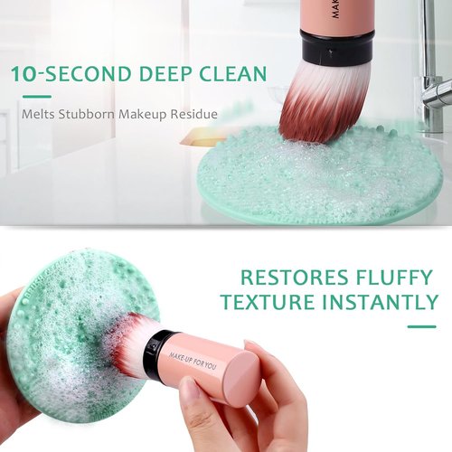 Norate Makeup Brush Cleaner - Gentle Formula Deep Clean Solution & Cleansing Pad | 2-Piece Set