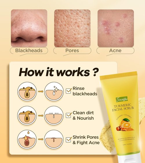 Revitalizing Exfoliation Face Scrub by [Brand Name] - Vitamin C & Turmeric for Acne Control | 4.23 Fl Oz