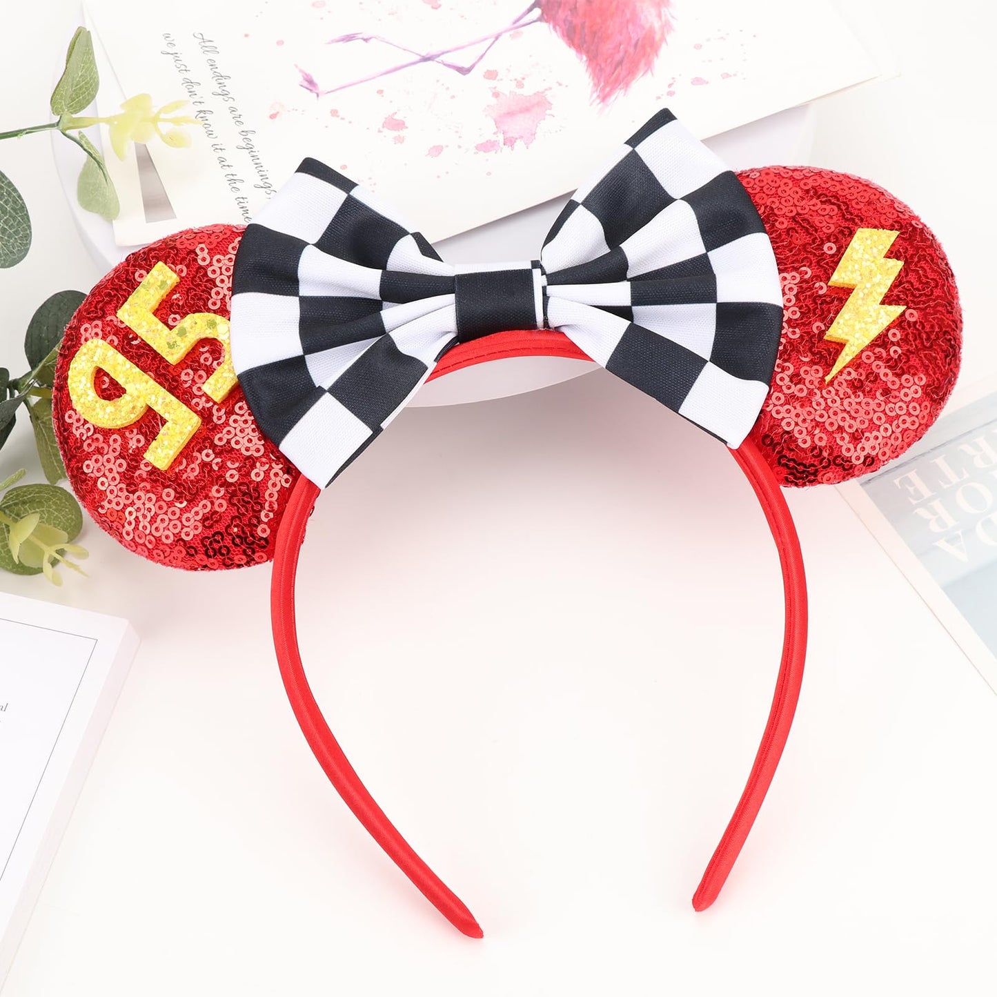 AQOKKA 1 Pcs Mouse Ears Headbands with Bow for Birthday Party, Hair Hoop Party Decoration Cosplay Costume Hair Accessories for Women & Girls