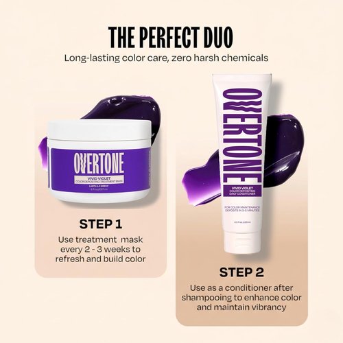Overtone Vivid Violet Semi-Permanent Hair Color Conditioner - Nourishing Color Depositing Mask, 8 oz