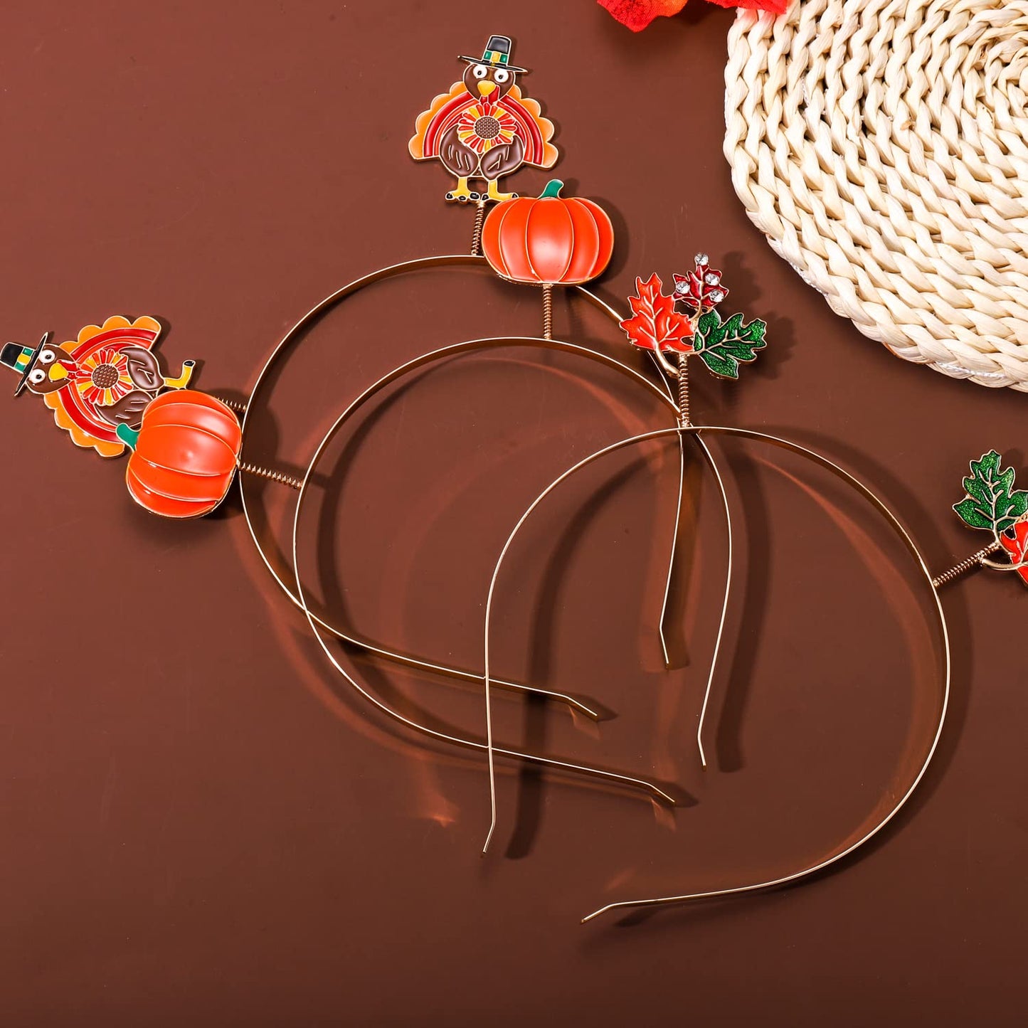 YAHPERN Thanksgiving Fall Headbands for Women Maple Leaf Turkey Pumpkin Head Boppers Autumn Accessories Outfits Gifts