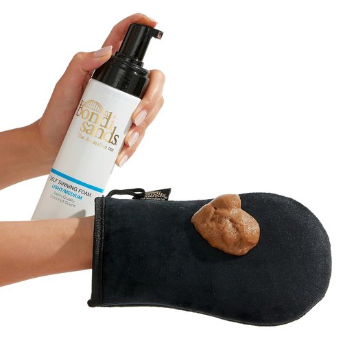 Bondi Sands Tan + Maintain Kit - Light/Medium Self Tanning Foam, Mitt & Gradual Tanning Milk for Lasting Glow