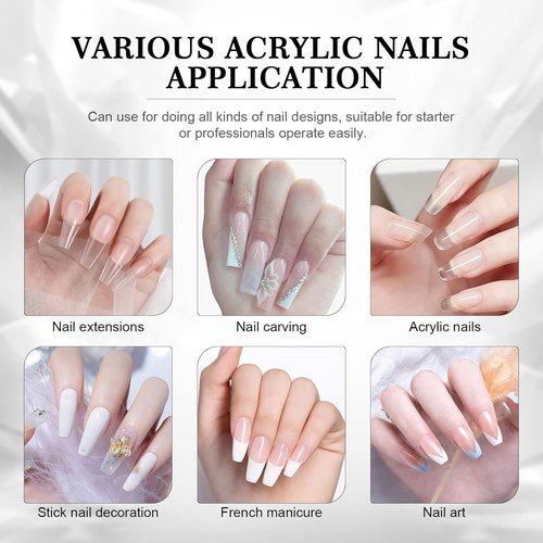 Saviland Clear Acrylic Powder - 5.29oz Bubble-Free Formula for Long-Lasting, Chip-Resistant Nails