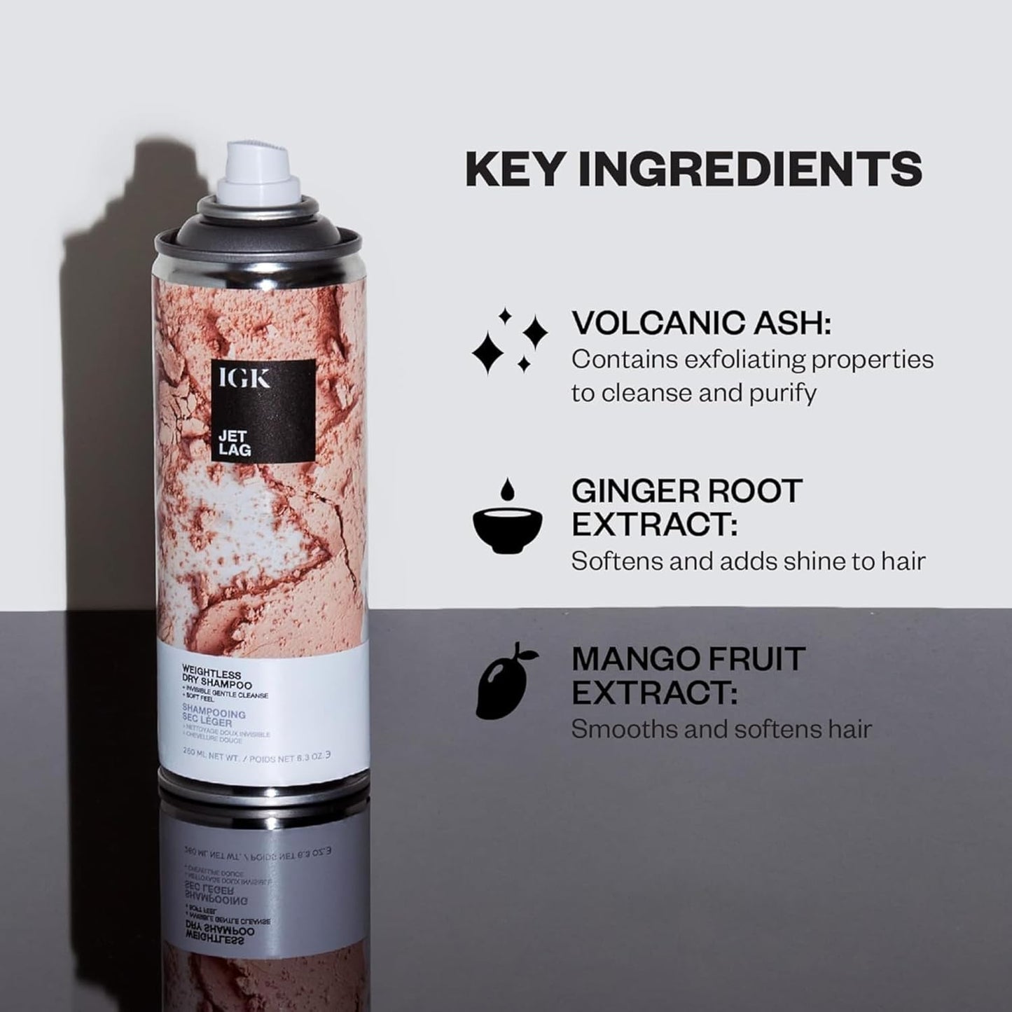 IGK JET LAG Invisible Dry Shampoo Spray - Travel Size 2 Oz | Refreshes Hair, Absorbs Oil, No White Residue | Vegan & Cruelty-Free