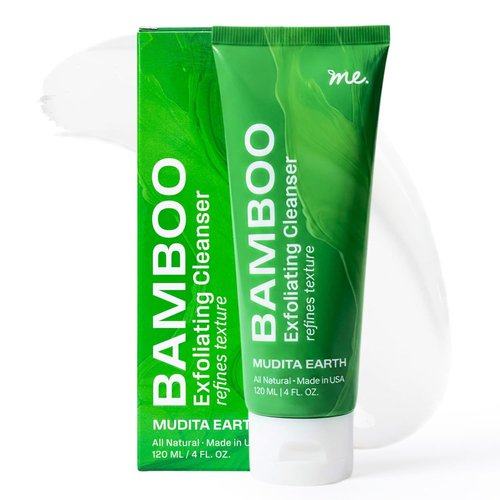 Mudita Earth Bamboo Microdermabrasion Facial Scrub - 4oz | Exfoliating Cleanser for Acne & Blackheads | Vegan & Fragrance-Free