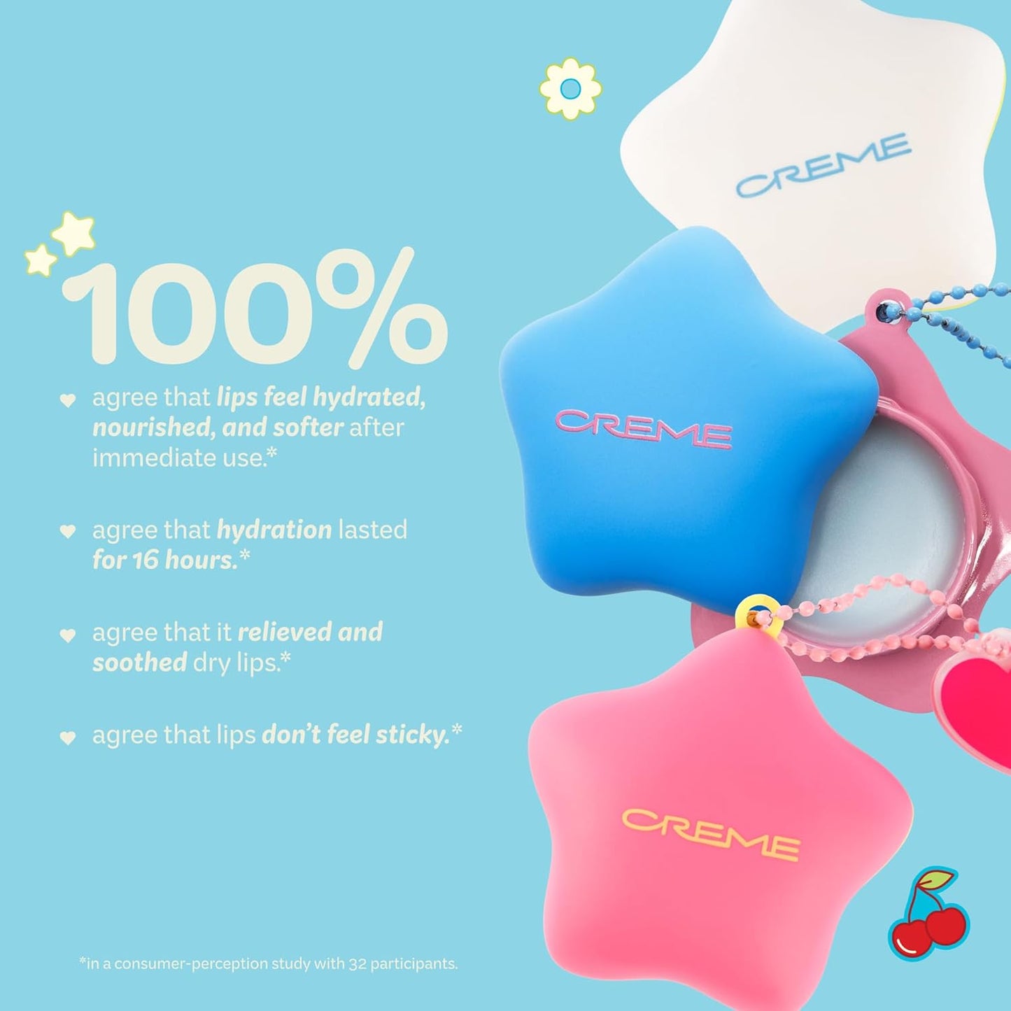 The Crème Shop Plush Pout Lip Butter Balm Key Chain Charm - Hydrating Korean Formula with Peptides & Squalane | Mint
