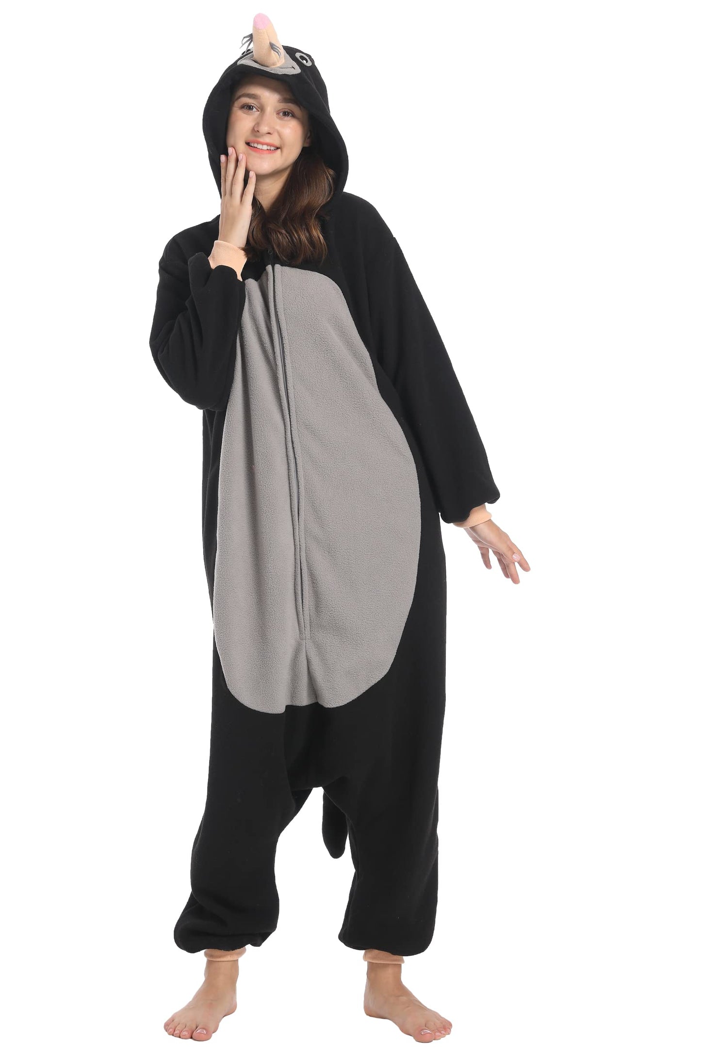 DarkCom Adult Cosplay Tapir Onesie Christmas Pajamas Animal Homewear Polar Fleece Sleepwear for Women Men Medium