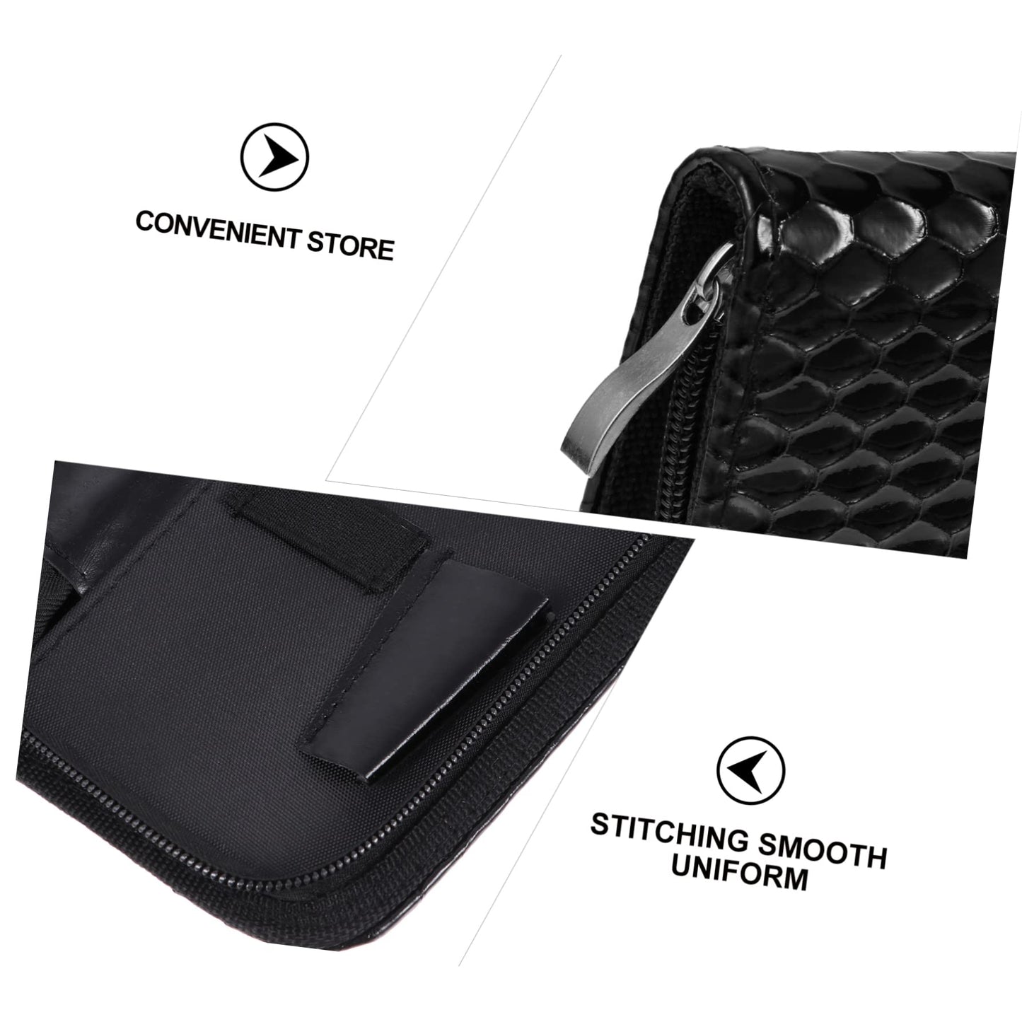 minkissy Hair Cut Scissors Bag Hair Styling Tools Organizer Leather Zipper Compact and Portable