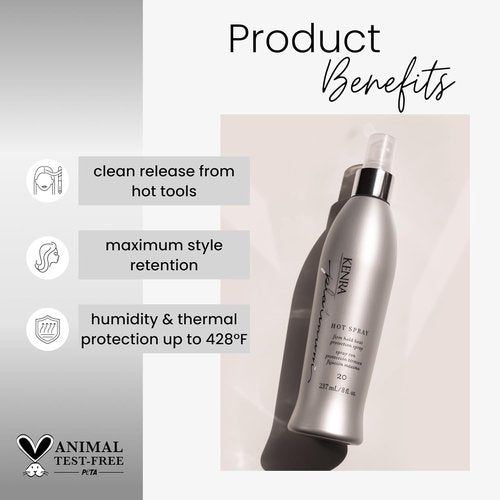 Kenra Platinum Hot Spray 20 - Heat Protection Styler for All Hair Types | Long-Lasting Hold & Vibrant Shine