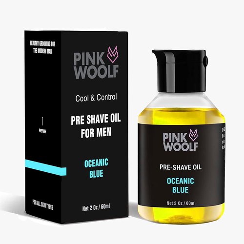 Pink Woolf Pre Shave Oil for Men - Oceanic Blue Shaving Oil for Smooth Razor Glide - Reduces Razor Burn & Irritation - 2 Fl Oz