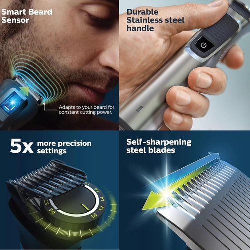 Philips Multigroom 7000 Series - 21-Piece Beard Trimmer & Grooming Kit for Men | Precision Trimming Comb, Water Resistant