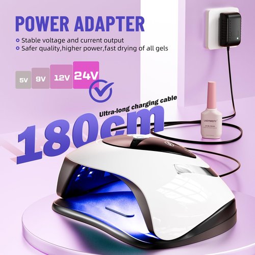 LadyMisty 268W UV LED Nail Lamp, 2026 Upgrade UV Light for Gel Nails with 57 Beads, Nail Dryer with 4 Timer Setting & LCD Touch Display, Professional Nail Lamp – Best Gifts (Black)