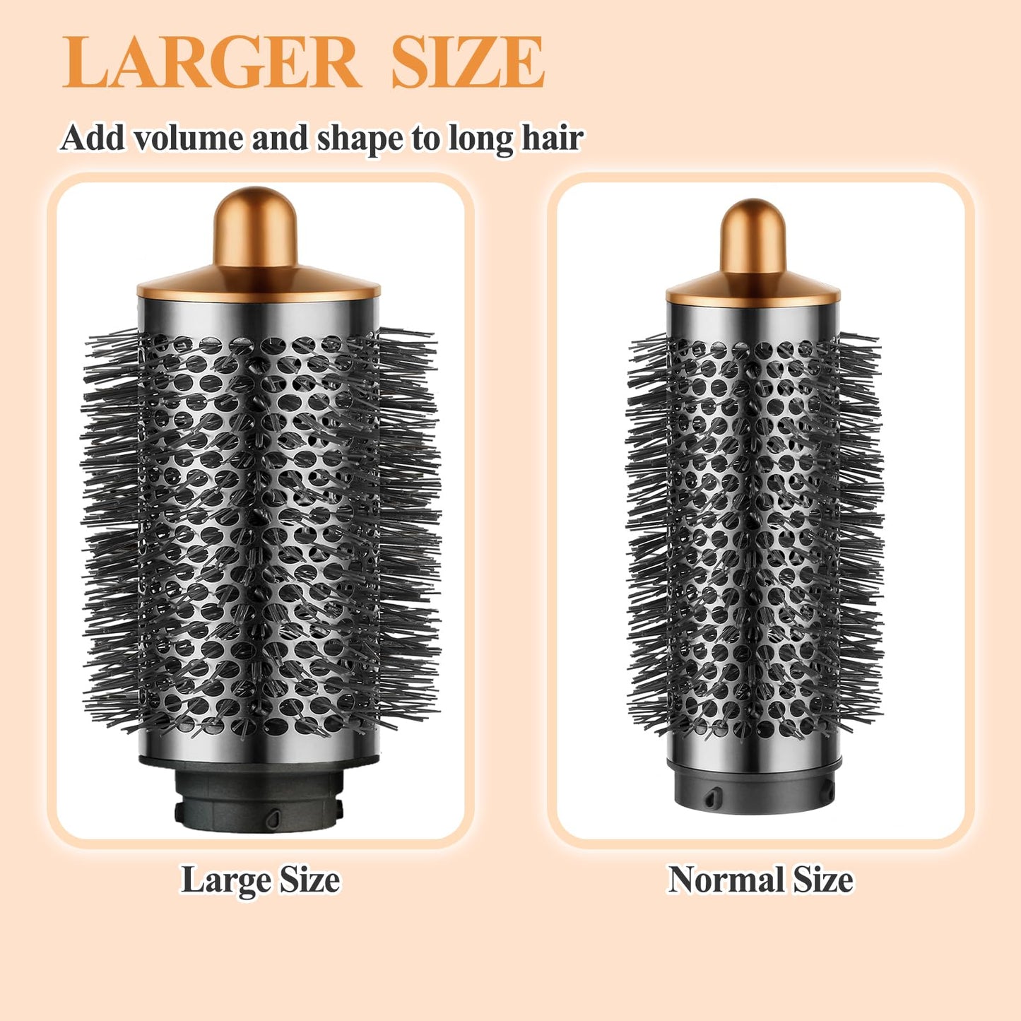 YTCHYYSK Large Round Volumizing Brush for Dyson Airwrap Attachments, Nickel/Copper, Bigger Oval Volumizer for Fluffy Styling