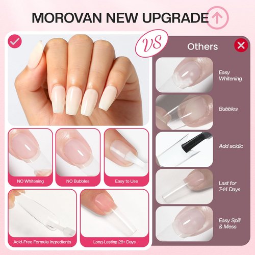 Morovan Super Strong Nail Glue: Glue for Press Ons & Acrylic & Fake Nails Tips Brush on Long-Lasting Fast-Drying No U V Light Needed for Beginners DIY Home or Salon Manicure