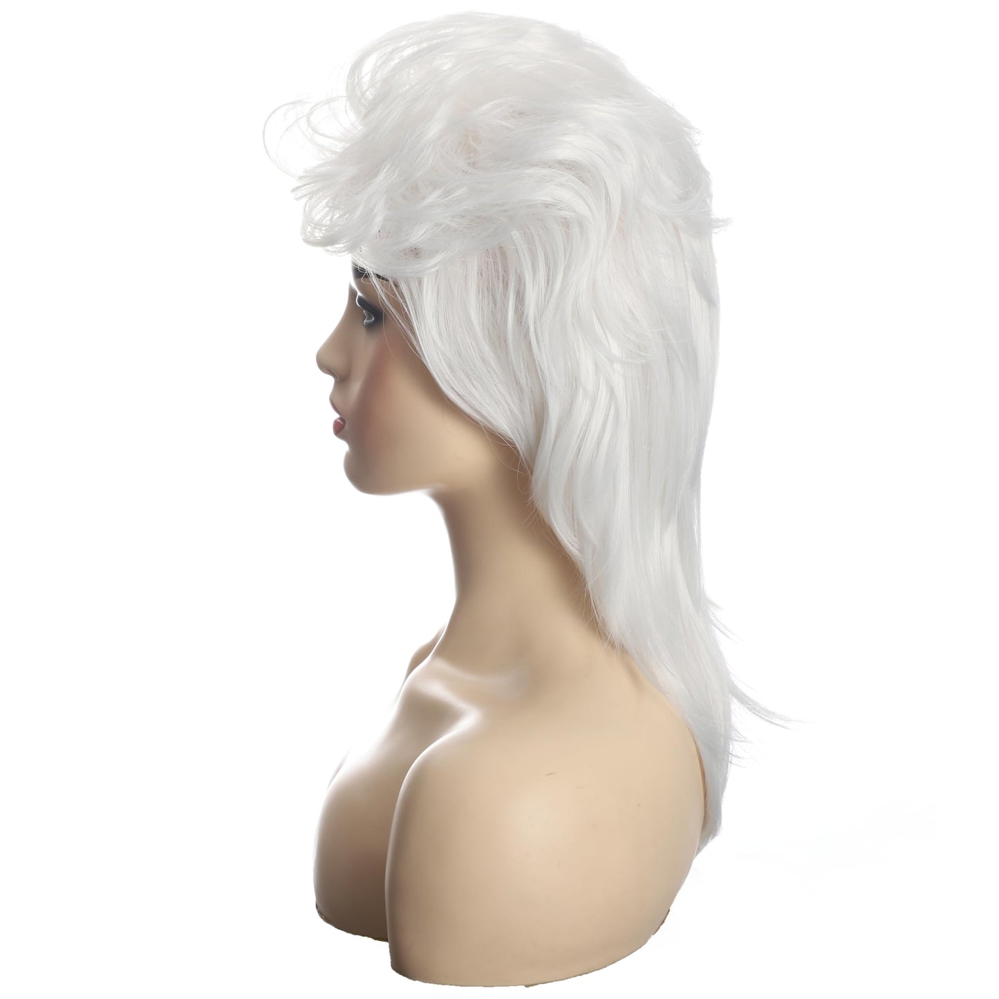 Daiaces White Mullet Wig for Women 70s80s Disco Wig Shoulder Length Layered Heat Resistant Synthetic Hair Cosplay Daily Party Halloween