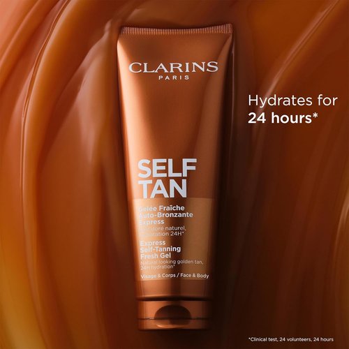 Clarins Self-Tanning Gel - Quick-Drying, Buildable Tanner for Face & Body | Natural Sun-Kissed Glow | 4.5 Oz
