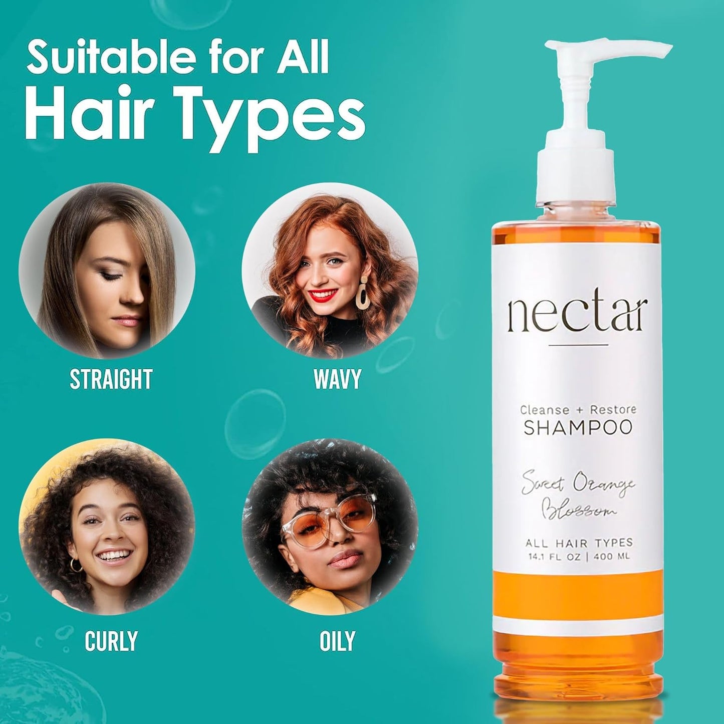 World Amenities Nectar Pump Bottle Hair Shampoo - Orange Blossom Balancing Formula with Vitamins & Minerals