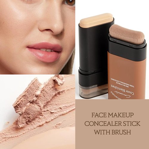 Korea Flawless Eraser Foundation Stick,Cooklesa Hydrating Lightweight Foundation Stick with Brush,Multiuse Foundation Stick Makeup Lightweight,Foundation Stick Makeup Built-In Foundation Brush (#4, 1)