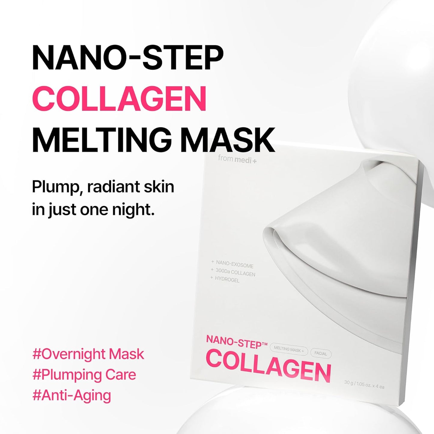 Skiennix Nano Step Collagen Melting Hydrogel Mask - Overnight Hydration & Firming Treatment | 4 Pack