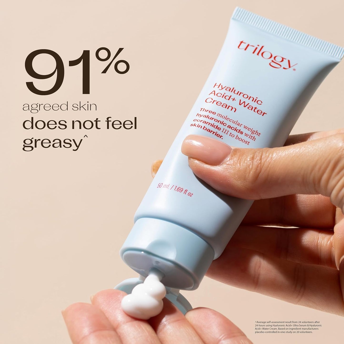 Trilogy Hyaluronic Acid+ Water Cream - Lightweight Hydration with Ceramides & Glycoin | 1.69 fl oz