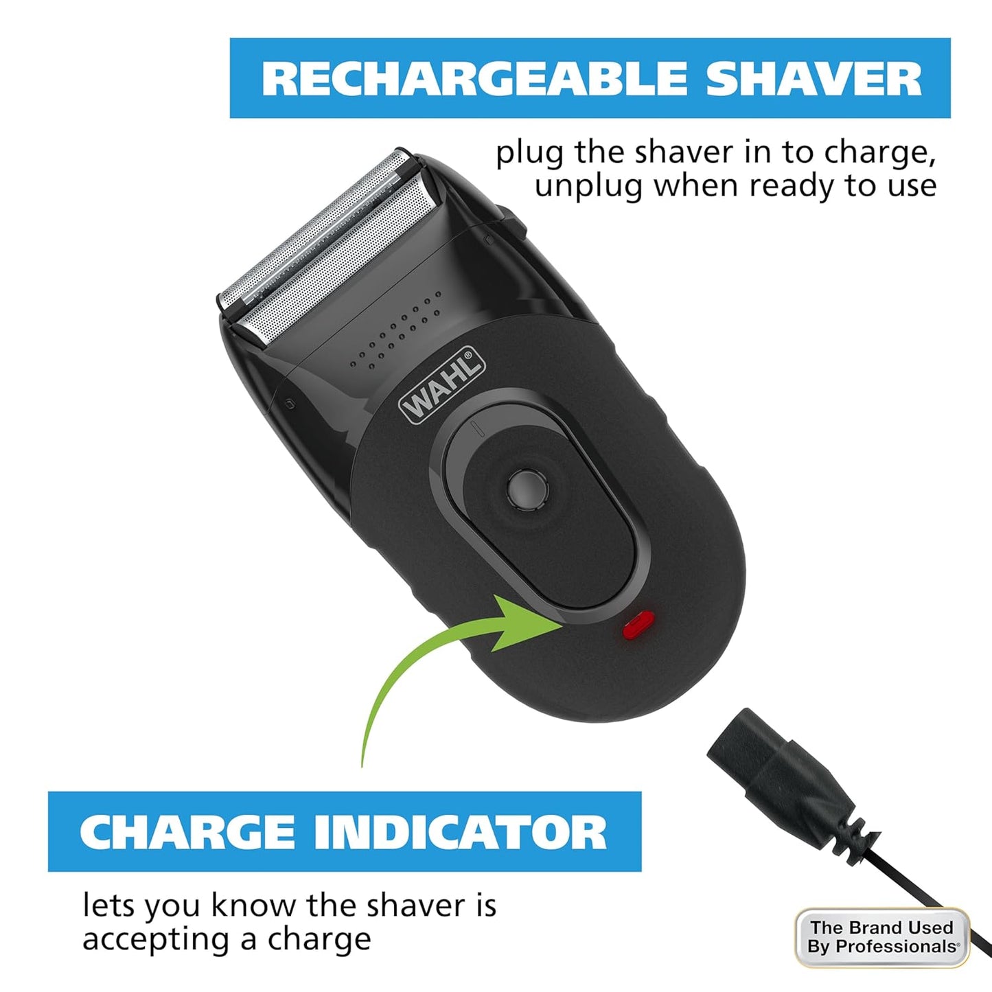Wahl Compact Rechargeable Lithium Ion Shaver Kit - Hygienic Rinseable Foils & Dual Flexible Foils