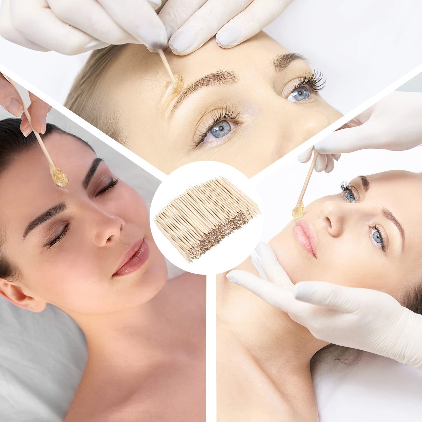 Demissle Hair Removal Waxing Sticks, 800 Pack Wooden Wax Applicator Sticks for Eyebrow, Lip, Nose, Facial Hair Waxing, Smooth Skin Use, Includes 8 Bags of 100 Pieces Each