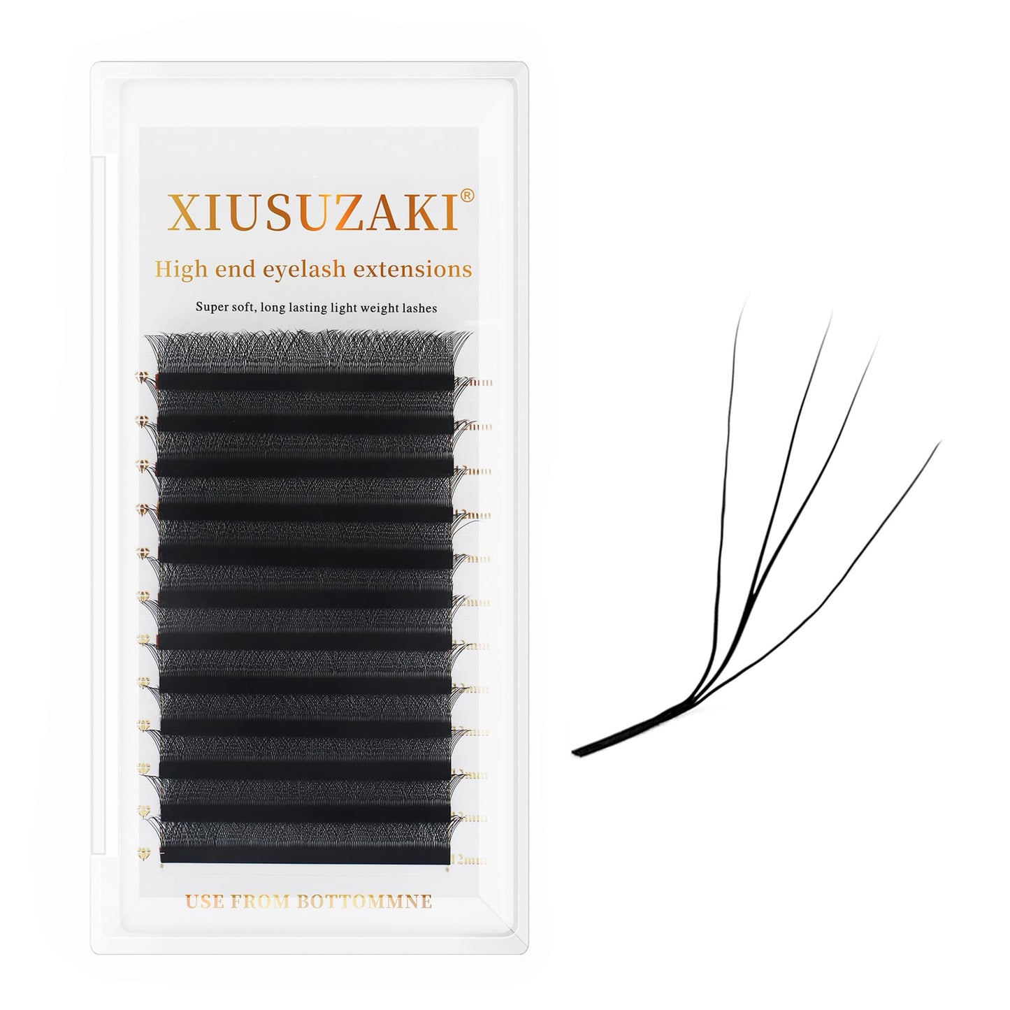 XIUSUZAKI W Lash Extensions Supplies 4D Eyelash Extensions W Shape 0.07mm Thickness L/LU Curl Mix 8-15mm Premade Fans Easy Fan Lashes Matte Black 12 Rows Crisscross Eyelashes(W-4D-0.07-L,8-15mm)