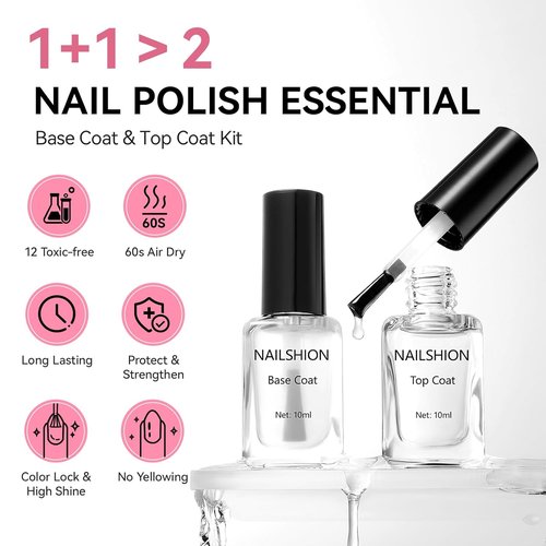 Regine Switzerland Nail Polish Set - Clear Base & Top Coat | Vegan, Quick Dry, Chip Resistant, 2 Pcs