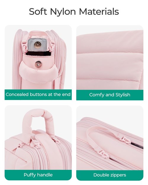 BAGSMART Travel Toiletry Bag for Women, Puffy Cosmetic Makeup Bag Organizer, Large Wide-open Travel Organizer for Toiletries, Dopp Kit Water-resistant Makeup Case for Accessories-Black