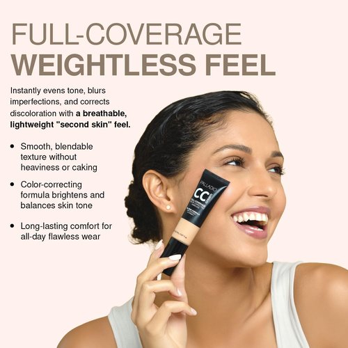 Palladio CC Cream - Full-Coverage Color Correction, Oil-Free with Peptides & Vitamin C | Medium 30N