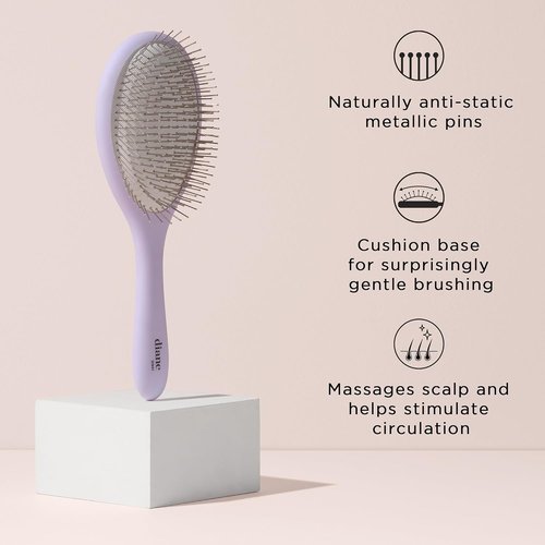Diane Metallic Pin Detangler Hair Brush - Anti-Static Brush for Wet/Dry Hair, Gently Massages Scalp & Smooths Frizz