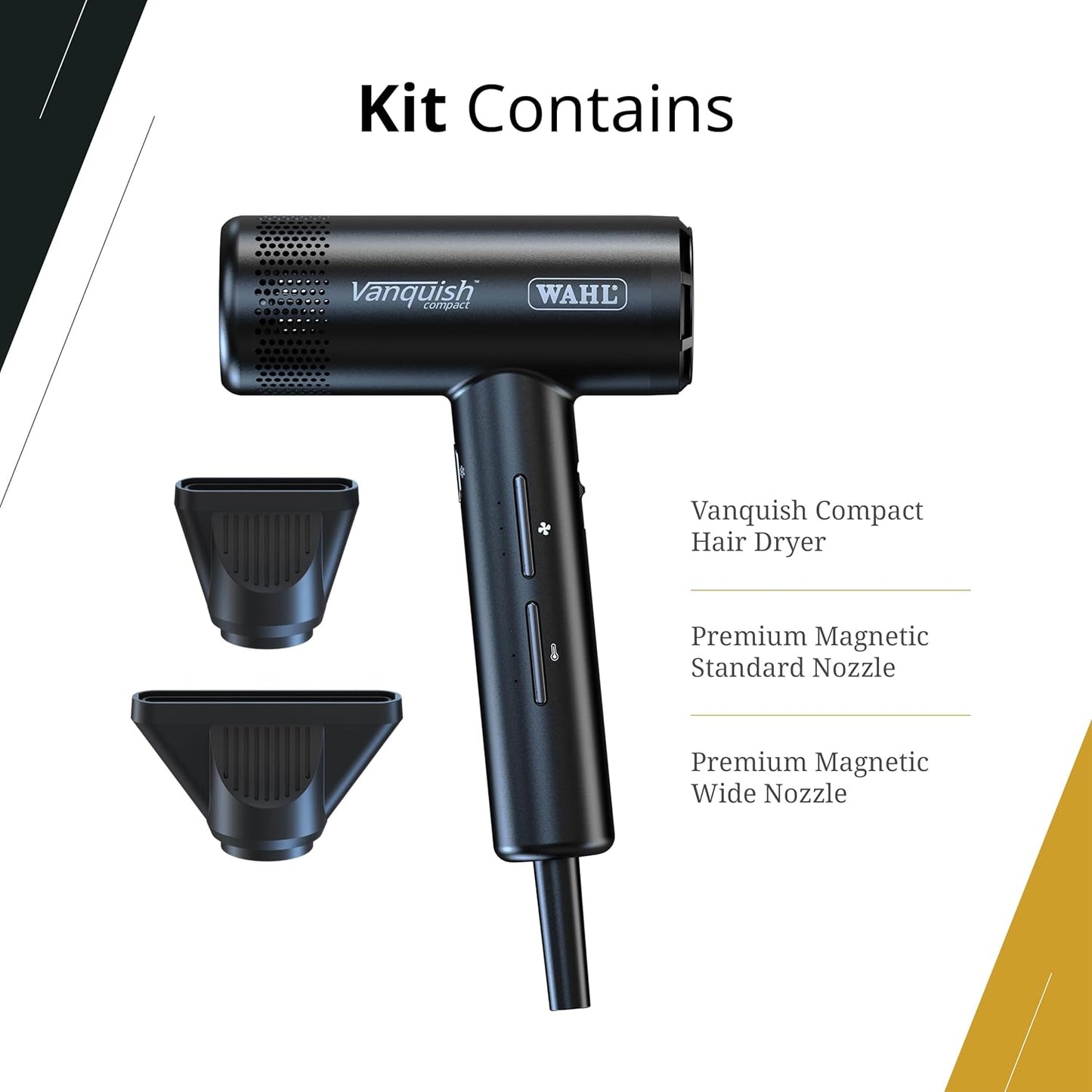 Wahl Professional Hair Dryer - Ultra Lightweight 1600W Corded Design with 3 Heat & Speed Settings | Black