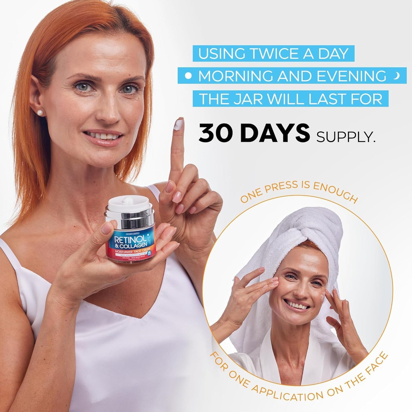 Skiennix Retinol Cream - Anti-Aging Moisturizer with Hyaluronic Acid for Men & Women | 1.85 Oz