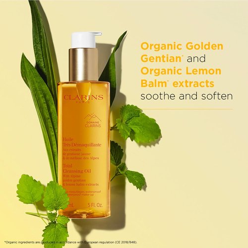 Clarins Total Cleansing Oil - Effortlessly Removes Waterproof Makeup & Pollutants | Gentle on Face, Eyes & Lips