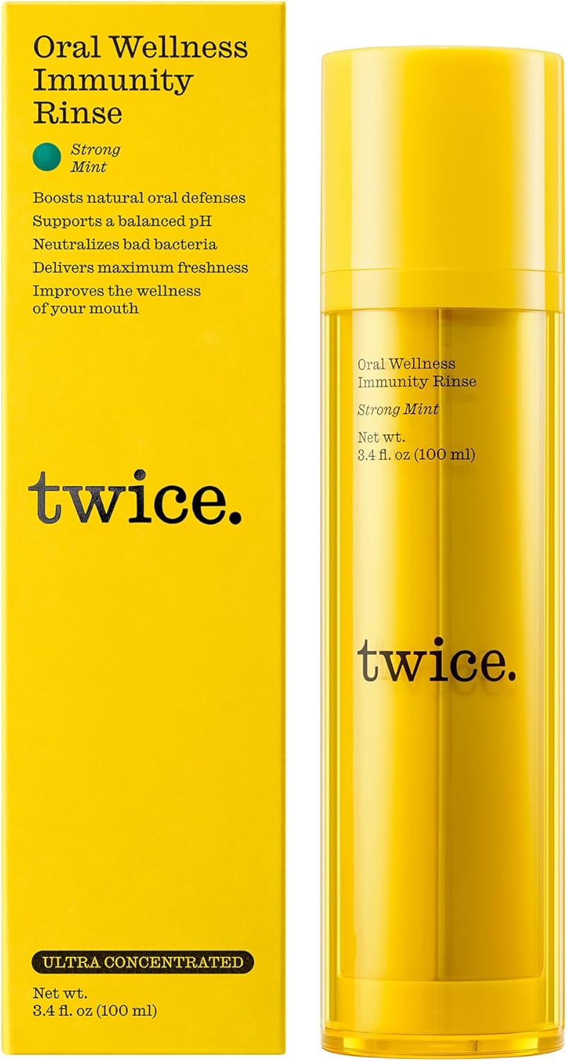 Twice Immunity Mouthwash - pH Balanced, Alcohol-Free, Strong Mint Flavor for Fresh Breath | 3.4oz, 70 Uses