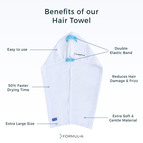 FORMUL-A Microfiber Hair Towel Wrap for Women – Anti Frizz Towel - Fast Hair Drying Towel Wrap – Hair Care Products – Hair Plopping Wrap Towel – Hair Turban for Wet Hair – Super Absorbent