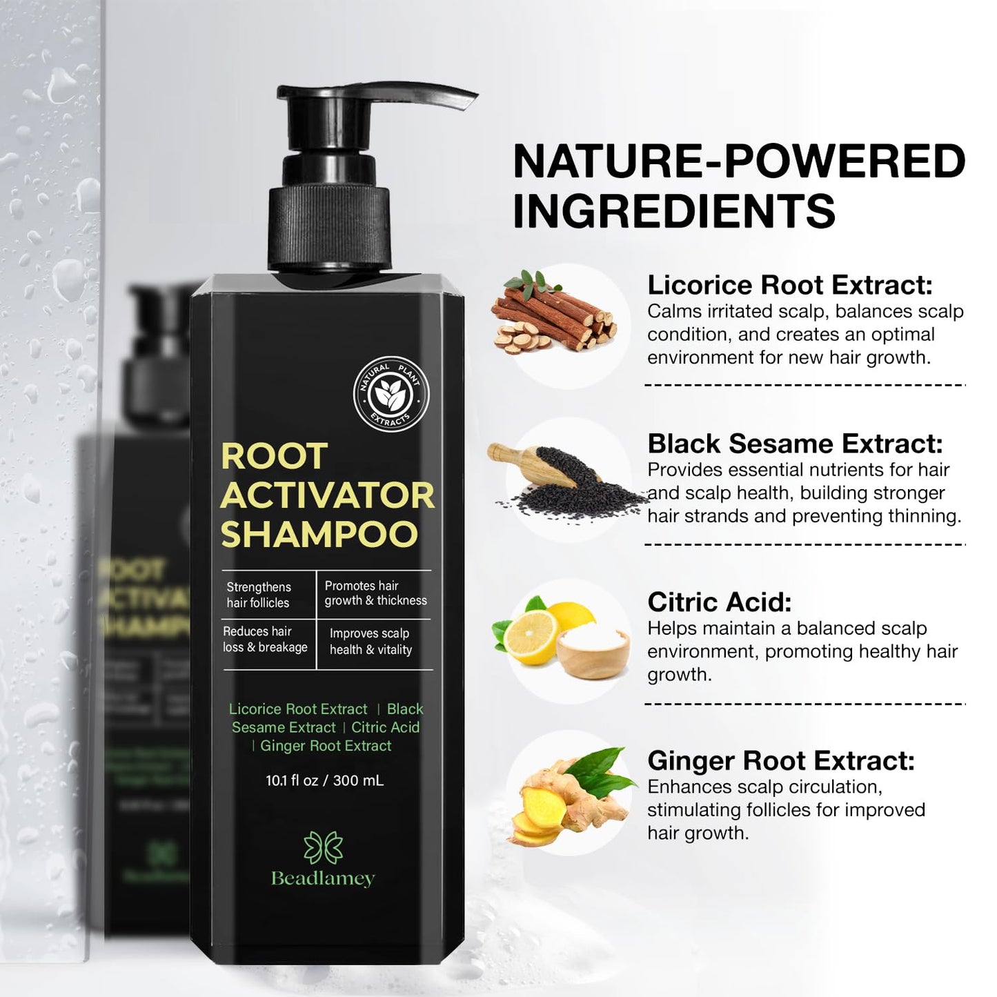 Root Activator Shampoo for Men: Hair Growth Shampoo for Hair Loss and Thinning Hair - 10.1 fl oz / 300 mL